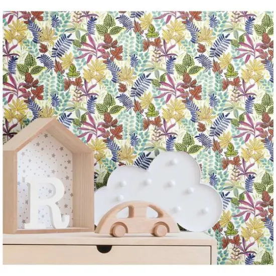 RoomMates Watercolor Tropics Peel & Stick Wallpaper White/Purple {6}