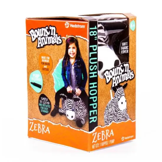 Hedstrom 18" Zebra Plush Hopper Ball With Pump {5}