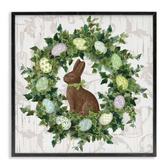 Stupell Industries Spring Easter Egg Wreath Framed Giclee Art Black {1}