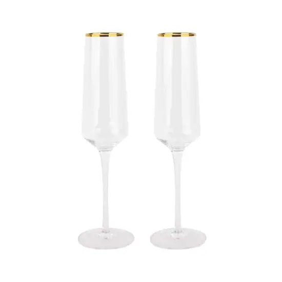 6oz. Clear Flute Glasses with Gold Rim, 2ct. by Celebrate It&trade; {1}
