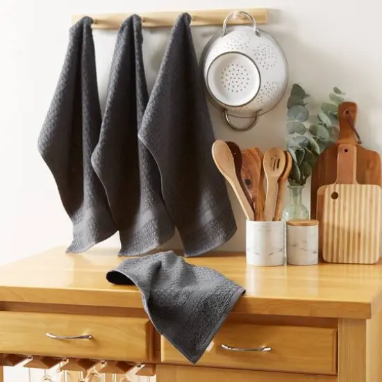 DII&reg; Solid Mineral Gray Waffle Terry Dishtowels, 4ct. {5}