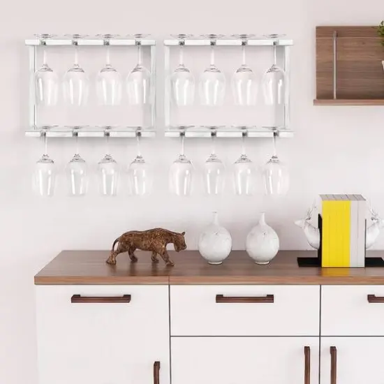 NEX&trade; Wall Mounted Wine Glass Stemware Rack Holder Hanger, 2ct. White {4}