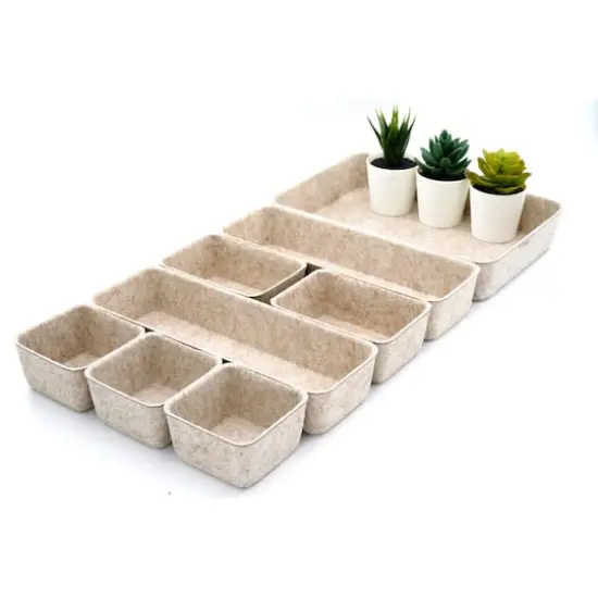 Welaxy Felt 8 Piece Drawer Organizer Tray Set Oatmeal {6}