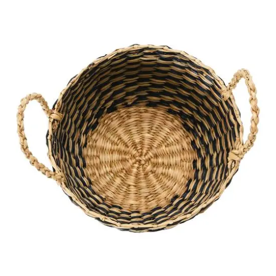 Hello Honey® Black & Natural Hand-Woven Seagrass Baskets with Handles Set {3}