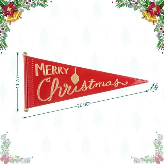 Glitzhome&reg; 25" "Merry Christmas" Metal Pennant Wall D&eacute;cor {8}
