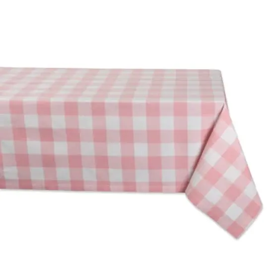 DII&reg; 84" Buffalo Check Tablecloth Pink and White {1}