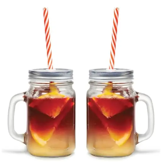 Gourmet by Starfrit 16oz. Mason Jar Mugs with Straws, 2ct. {8}