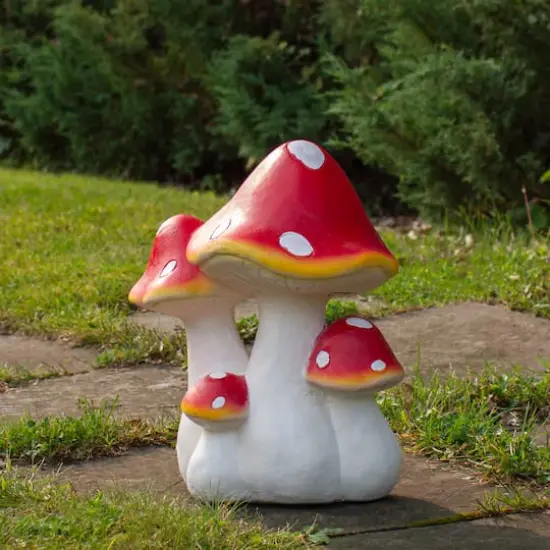 16.75" White & Red Mushrooms Outdoor Garden D&eacute;cor {3}