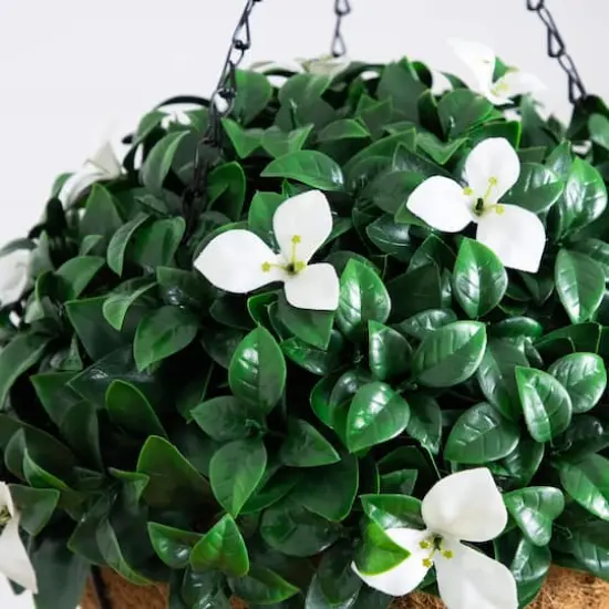 18in. UV Resistant Artificial Gardenia Hanging Basket (Indoor/Outdoor) {4}