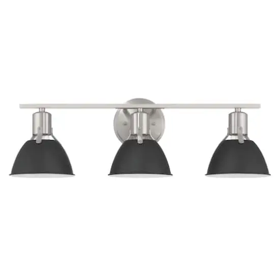 Hello Honey&reg; 24" Cooper Black & Nickel Metal 3-Light Vanity Light with Etched Glass Shades {10}