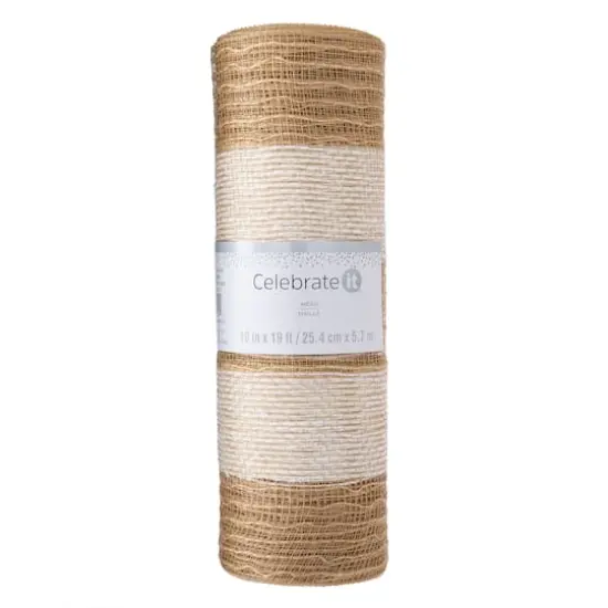 10" x 19ft. White & Natural Striped Mesh by Celebrate It&trade; {5}