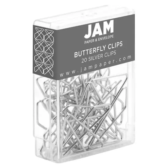 JAM Paper Silver Butterfly Clips, 2 Packs of 20 {3}