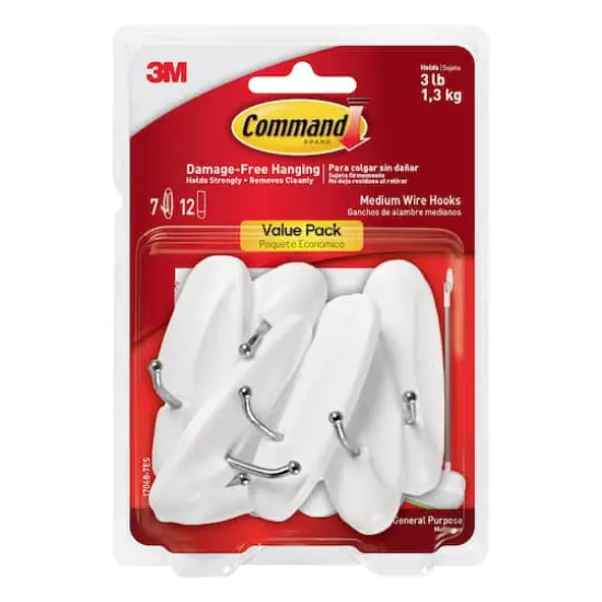 Command&trade; White Medium Wire Hooks Value Pack {1}