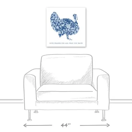 Floral Blue Turkey Canvas Wall Art {6}