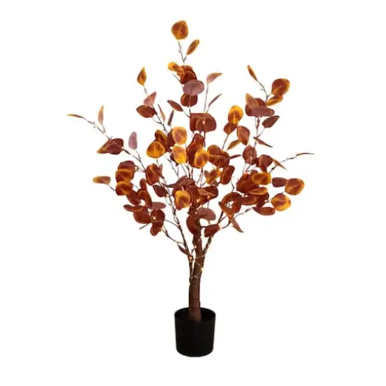 3ft. Pre-Lit Autumn Eucalyptus Artificial Fall Tree with 80 Warm White LED Lights {1}