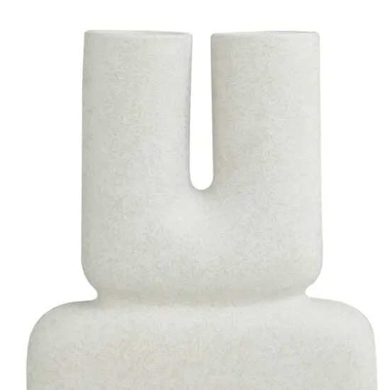 15" White Ceramic U-Shaped Abstract Vase {6}