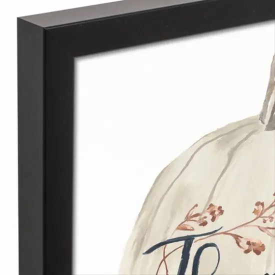 Thankful White Pumpkin Canvas Wall Art with Black Frame {4}