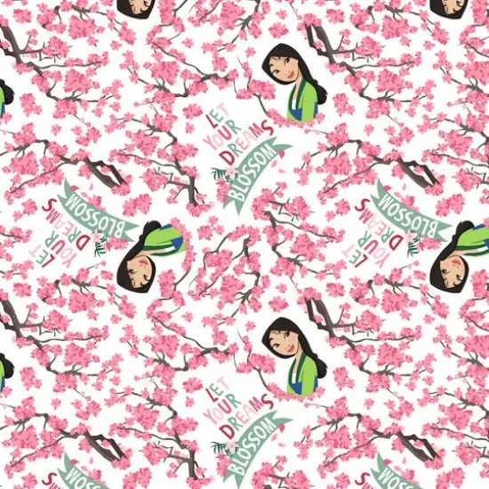 Disney&reg; Princess Mulan White Let Your Dreams Blossom Cotton Fabric {1}