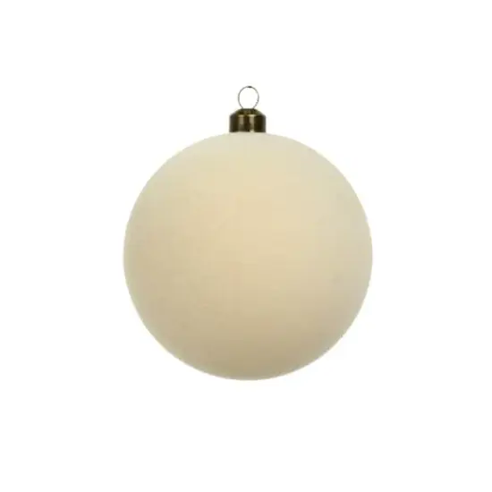 4 Pack 3.8" Flocked Shatterproof Ball Ornaments by Ashland&reg; Cream {3}