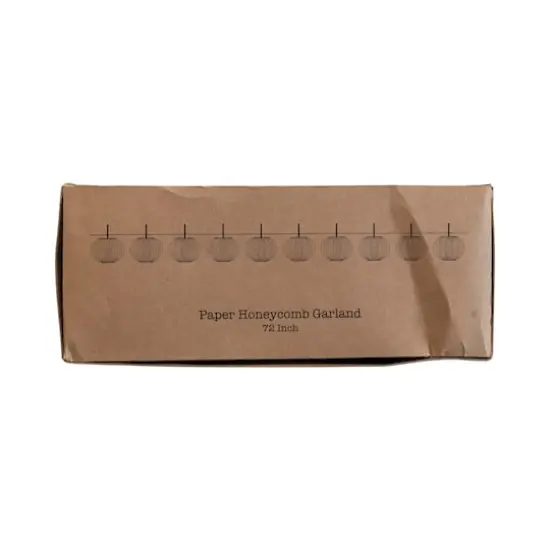 Hello Honey&reg; 6ft. Orange Paper Folding Honeycomb Pumpkin Garland {5}