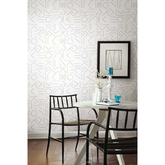 RoomMates Down The Line Peel & Stick Wallpaper Gray and White {5}