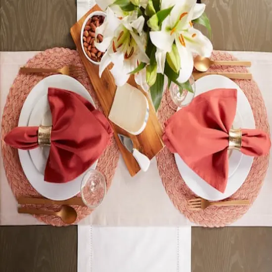 DII® Round Variegated Braided Polypropylene Placemats, 6ct. Red {4}