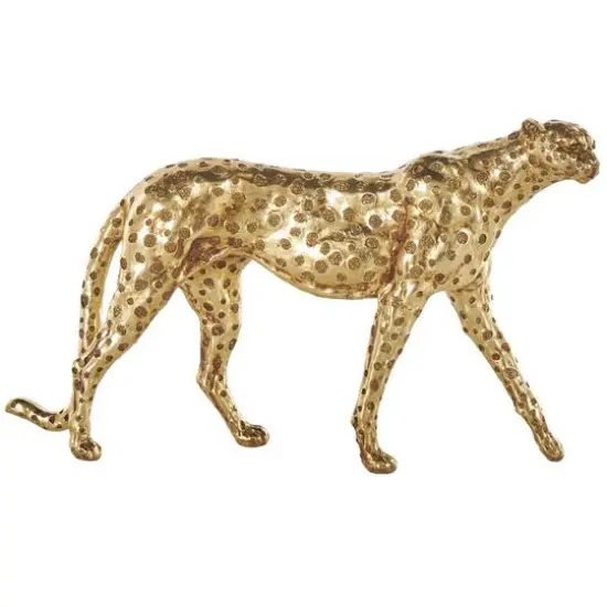 17" Long Gold Walking Cheetah Sculpture  {1}