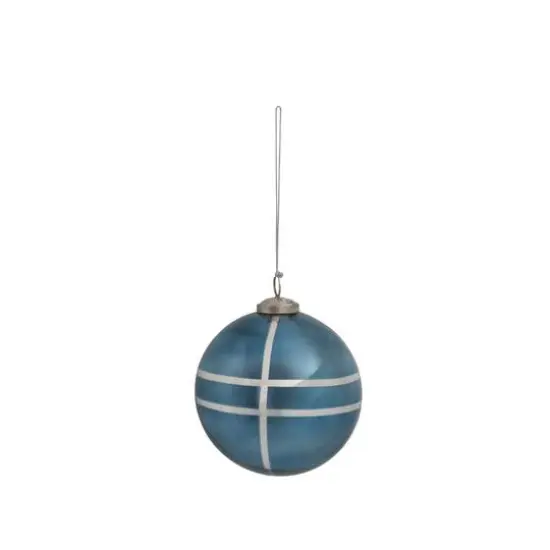 Hello Honey&reg; 5" Blue & Silver Grid Mercury Glass Ball Ornament {1}