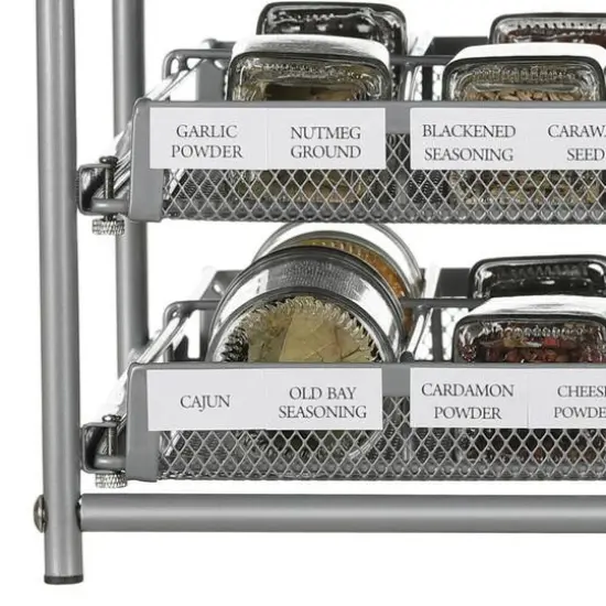 NEX™ 3-Tier 24-Bottle Metal Spice Rack with Drawer Organizer {4}