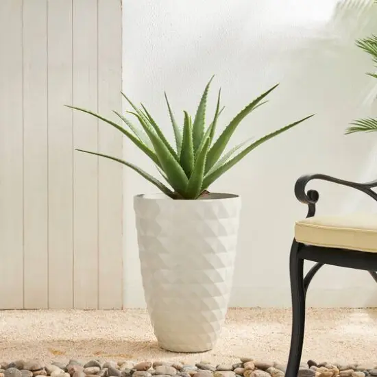 Glitzhome® 19.7" Eco-Friendly Oversized Faux Ceramic Pot Planters, 2ct. White {5}