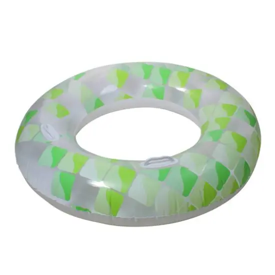47" Green & Clear Geometric Inflatable Pool Inner Tube Ring {5}