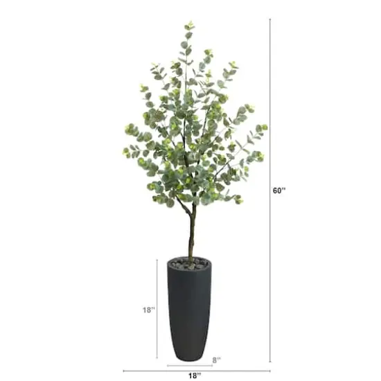 5ft. Eucalyptus Artificial Tree in Gray Planter {3}