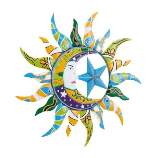 Multi ColoredIron Eclectic Stars Wall Decor, 36" x 2" x 36" {3}