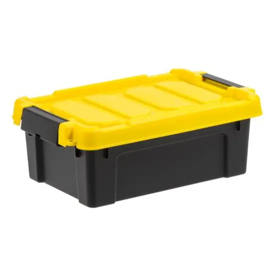 IRIS&reg; 13.3qt. Black Store-It-All Utility Totes with Yellow Buckle Lids, 5ct. {10}