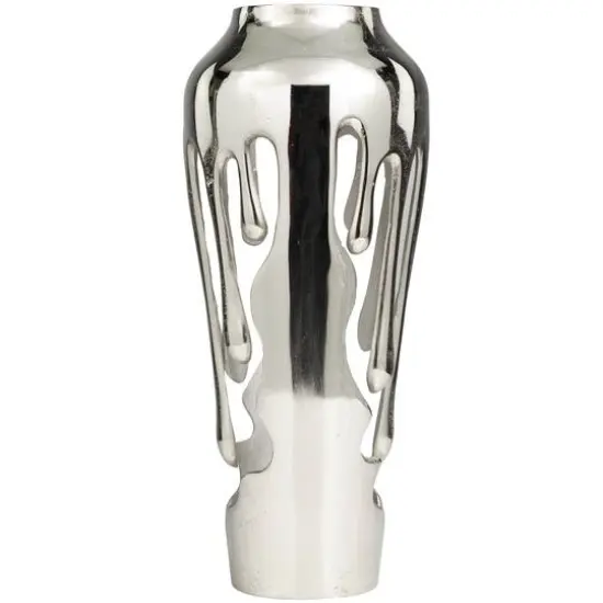 19" Silver Aluminum Drip Vase with Melting Designed Body {5}