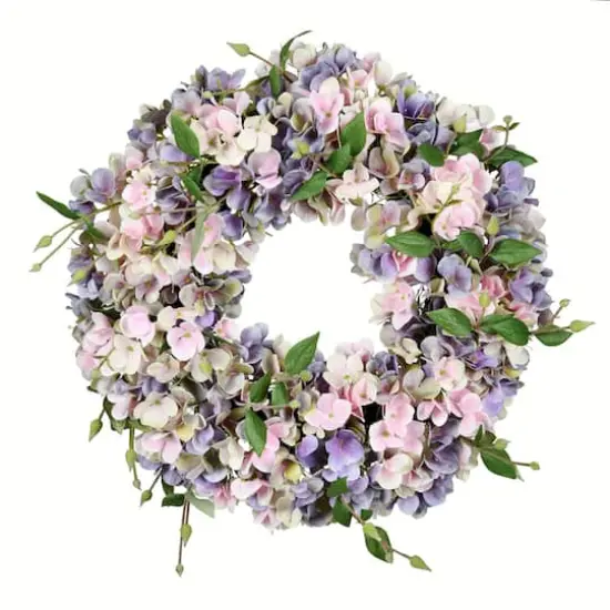18" Blue & Pink Hydrangea Wreath {1}