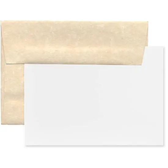 JAM Paper 4.37" x 5.75" Blank Greeting Cards Set with Parchment Envelopes, 25ct. Natural {1}