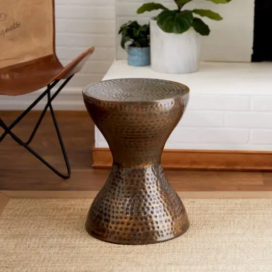 19" Bronze Iron Industrial Accent Table {8}