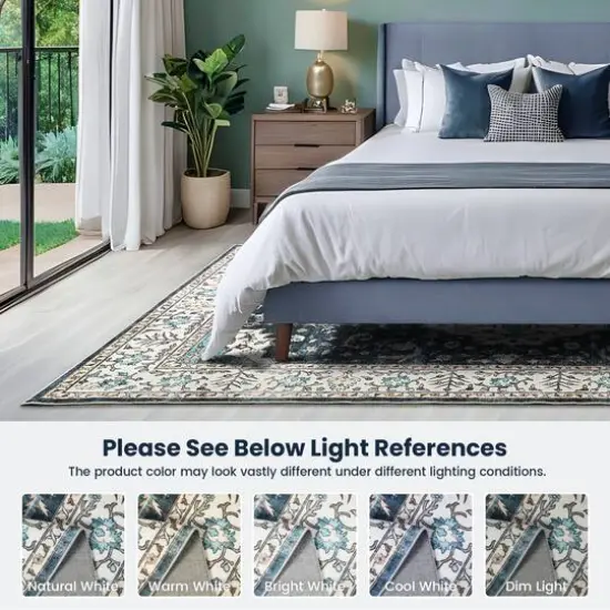 Glitzhome&reg; 5ft. x 8ft. Blue & Ivory Oriental Area Rug {7}