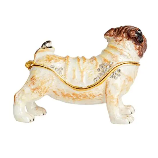 Hello Honey&reg; 3.5" Multicolor Jeweled Pug Trinket Box {7}