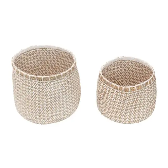 Hello Honey&reg; Natural & White Hand-Woven Seagrass & Paper Baskets with Pattern Set {3}