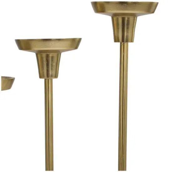 Gold Aluminum Slim Candle Holder with White Marble Base Set {6}