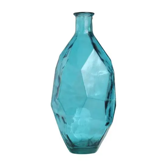 24" Teal Recycled Glass Tall Spanish Bottleneck Vase {5}