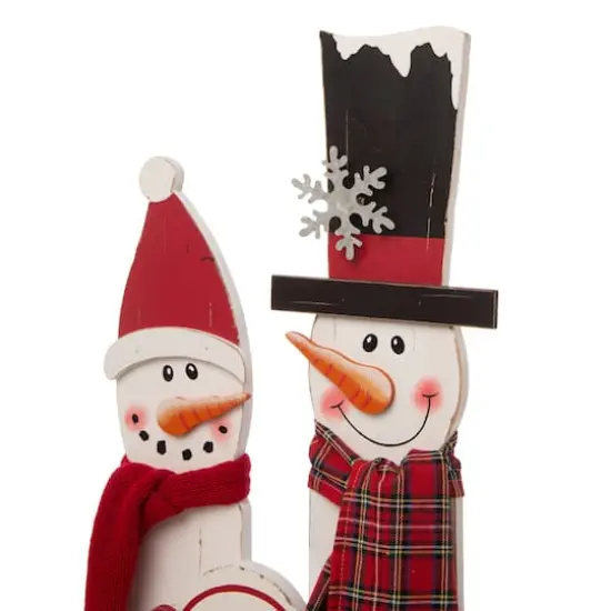 Glitzhome&reg; 35" Wooden Snowman Family Porch Sign {6}