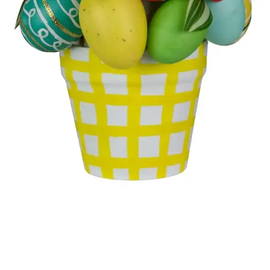 17" Colorful Easter Egg Tree in Yellow Gingham Pot {7}