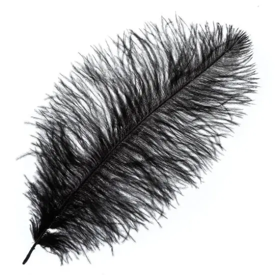 John Bead 11"-13" Ostrich Drab Feather Black {1}