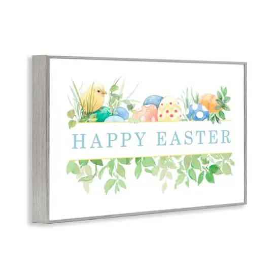 Stupell Industries Floral Happy Easter Framed Giclee Art Gray {4}