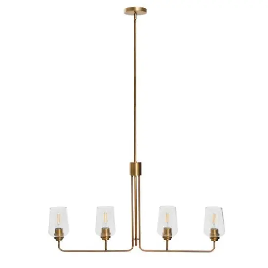 Hello Honey&reg; Robert Stevenson Lighting Holden Metal & Glass 4-Light Linear Chandelier Brushed Bronze {7}