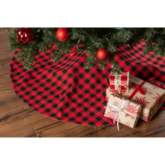 DII&reg; Red & Black Buffalo Check Holiday Tree Skirt  {5}