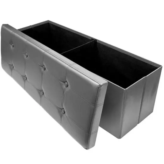 Sorbus 43" Faux Leather Storage Bench Gray {6}